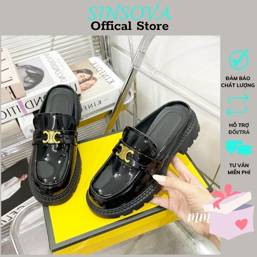 Giầy đốc nữ đế gai cao 3ph chất da bóng cổ điển hàng QC Shop Sinsova