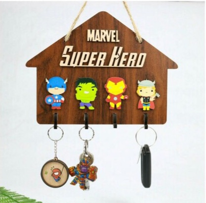 Bảng gỗ 3D có móc treo chìa khoá tặng kèm móc dán