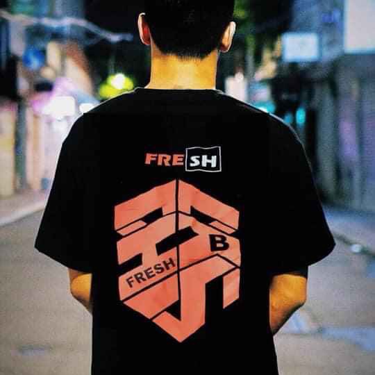 [XẢ HÀNG NGHỈ BÁN] Áo Thun Nam Nữ Form Rộng Tay Lỡ Unisex Poly Cotton Fresh Logo Đen