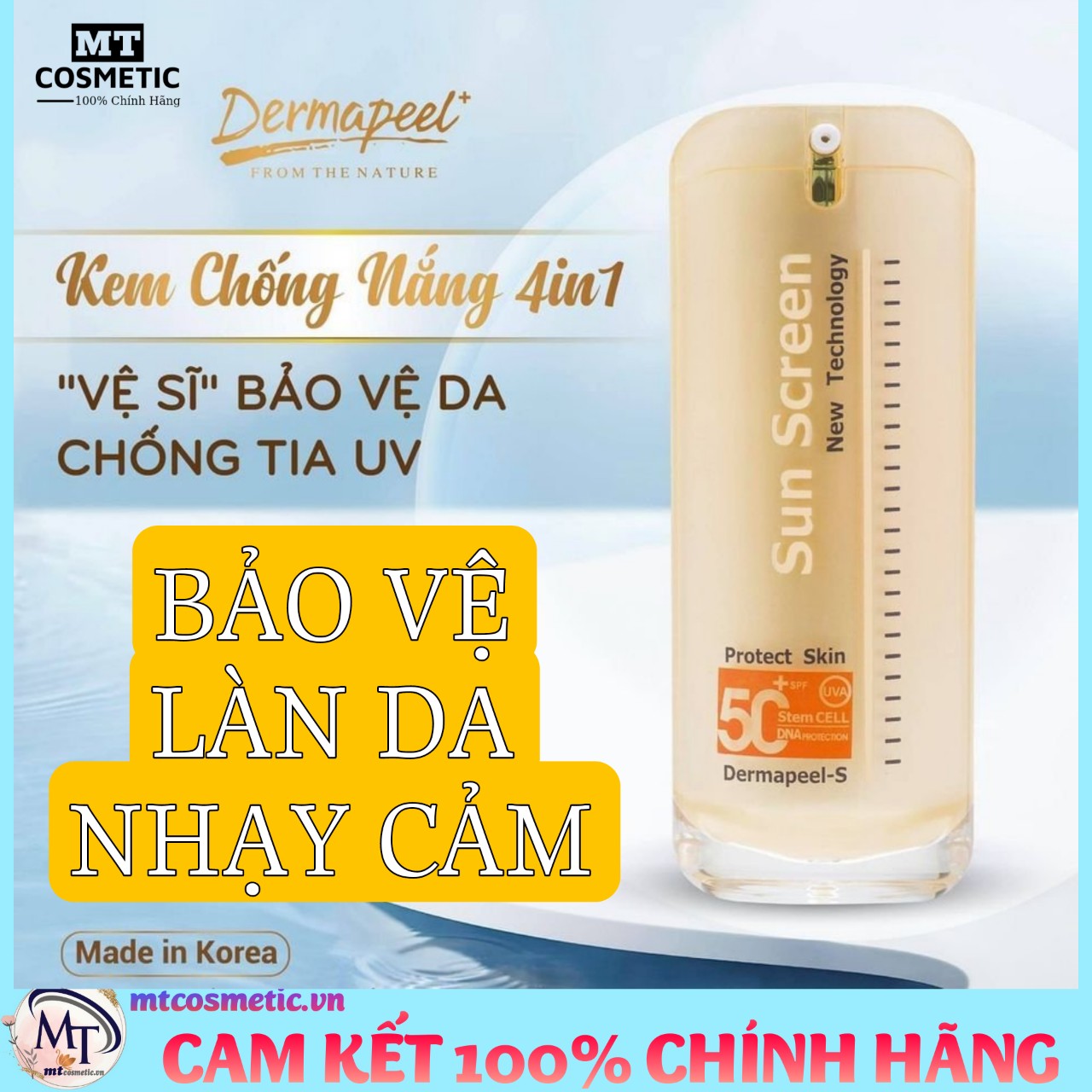 KEM CHỐNG NẮNG SAU LASER - LĂN KIM - PHI KIM - PEEL DA CAO CẤP DERMAPEEL+ SUN SCREEN SPF50+