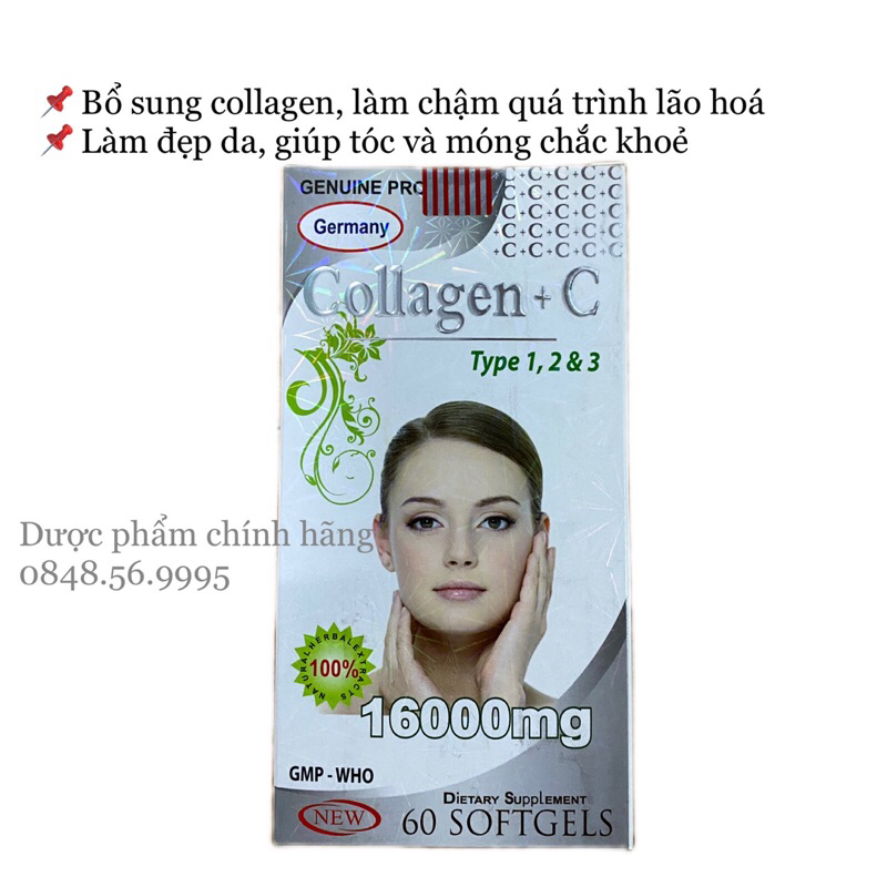 Viên uống đẹp da Collagen + C Type 123 16000mg bổ sung collagen