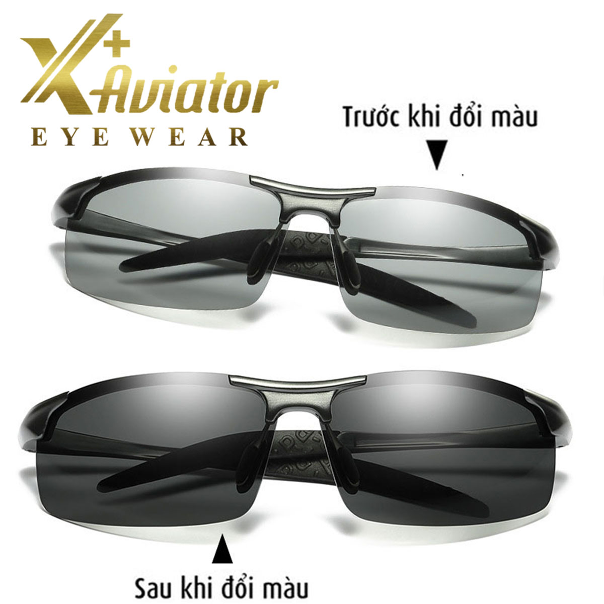 Kính Nam Kính Đổi Màu Đi Ngày Và Đêm A8177G Kiểu Dáng Phi Công Thời Trang Mắt Kính Phân Cực Polazide Chống Chói Chống Tia UV 400  Gọng Kính Nhôm- Magie Cao Cấp  Siêu nhẹ Ôm Vừa Mặt Ngăn Bụi Khi Lái Xe