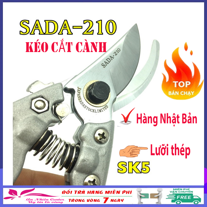 Kéo cắt cành cây cao cấp SADA Nhật Bản -Lưỡi thép, siêu bền, siêu sắc - Dụng cụ làm vườn chuyên nghiệp cho gia đình
