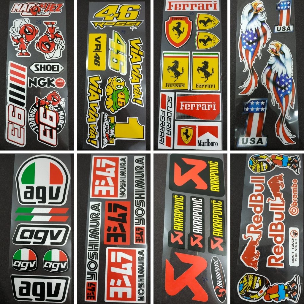Tem dán xe vỉ 6 sticker full logo chống thấm nước