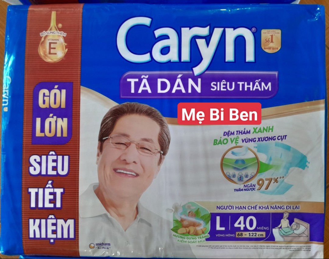 Tã bỉm dán người lớn caryn siêu thấm size m40/ml40/xl20 miếng gói siêu tiết kiệm - chính hãng