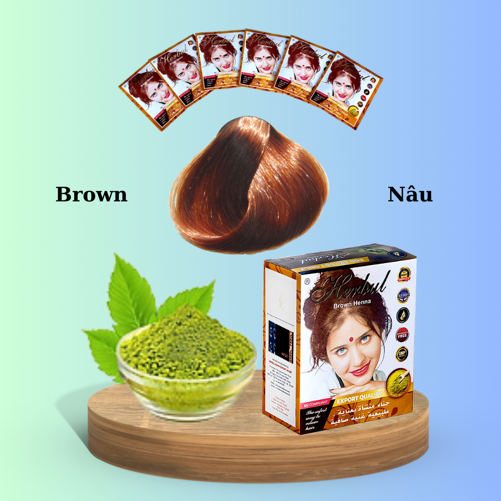 Thuốc nhuộm tóc thảo dược Herbul - Màu nâu - Hàng chính hãng
