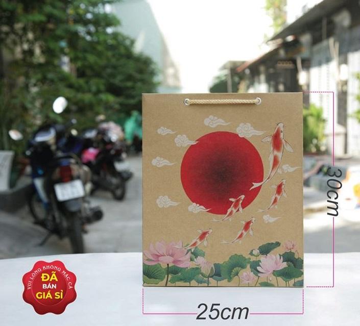 Mộc - COMBO 10 túi giấy quà Tết Kraft Nhật đựng quần áo đựng nước hoa đựng quà tặng size 30x25x10cm