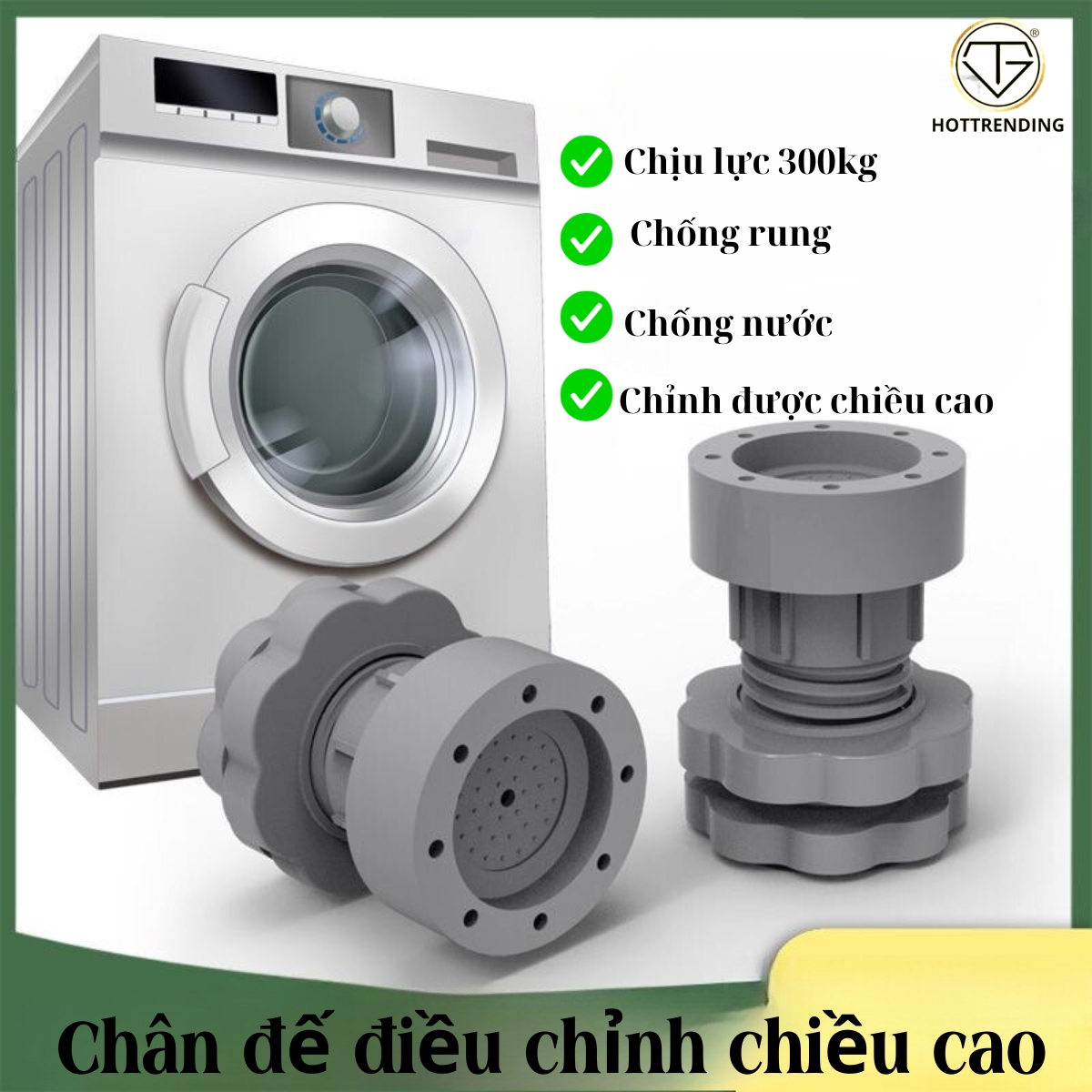 Bộ 4 chân chống rung máy giặt tủ lạnh Chống rung máy giặt kiểu mới Tăng giảm chiều cao đế cao su