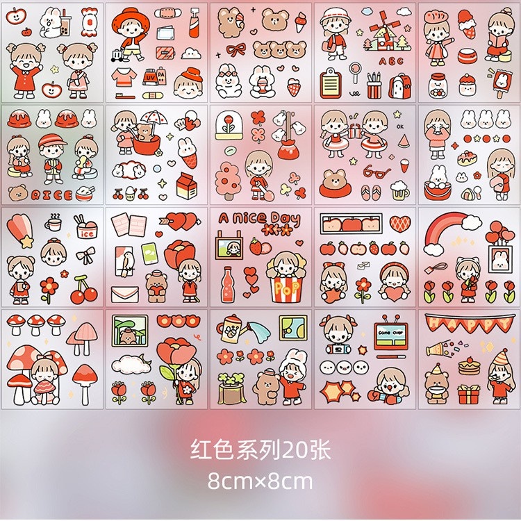 ❃✳ Sticker Cute Trang Trí Bình Nước Cô Gái Dễ Thương