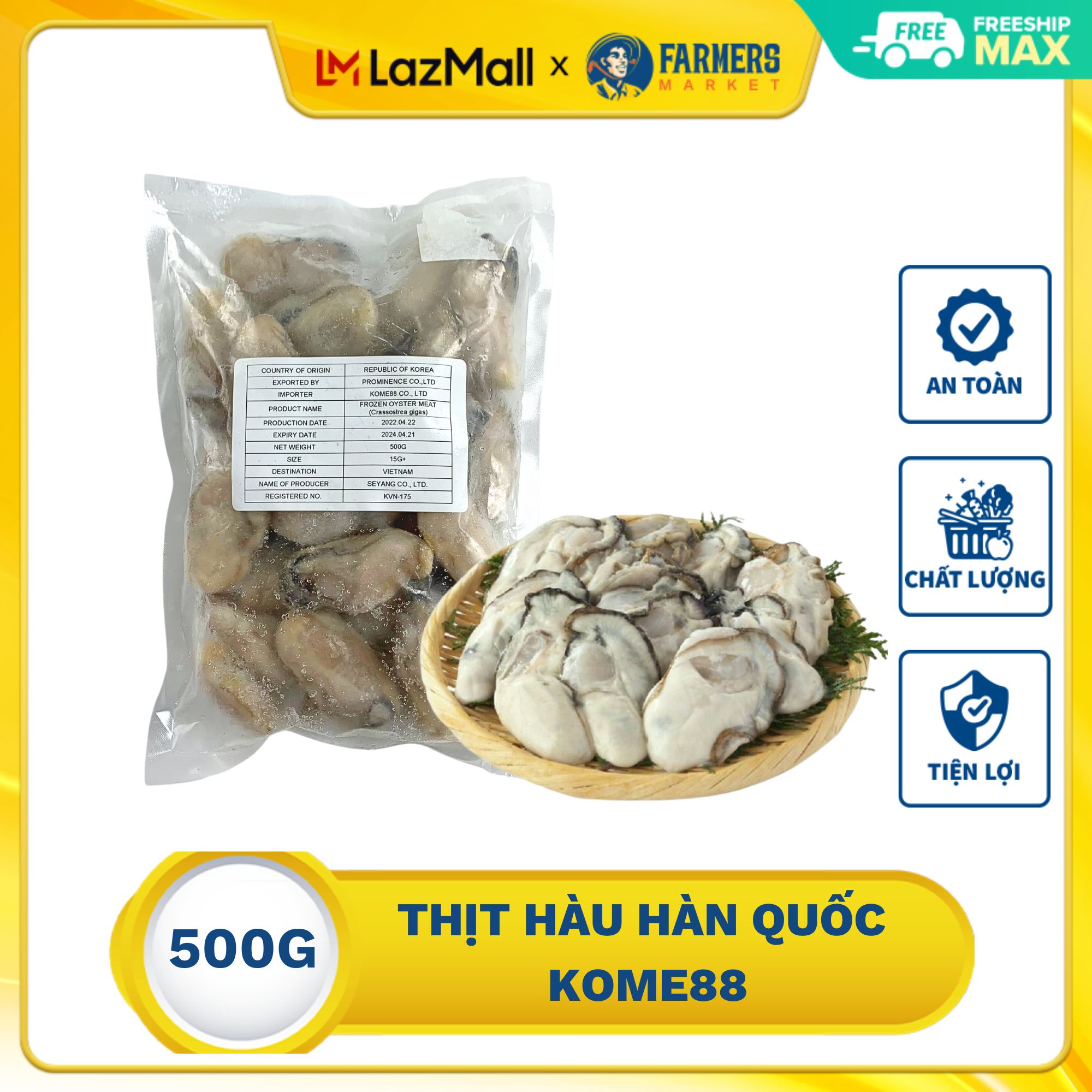 Chỉ giao nội thành HCM ĐÔNG LẠNH Thịt hàu Hàn Quốc Kome88 - 500G Gói