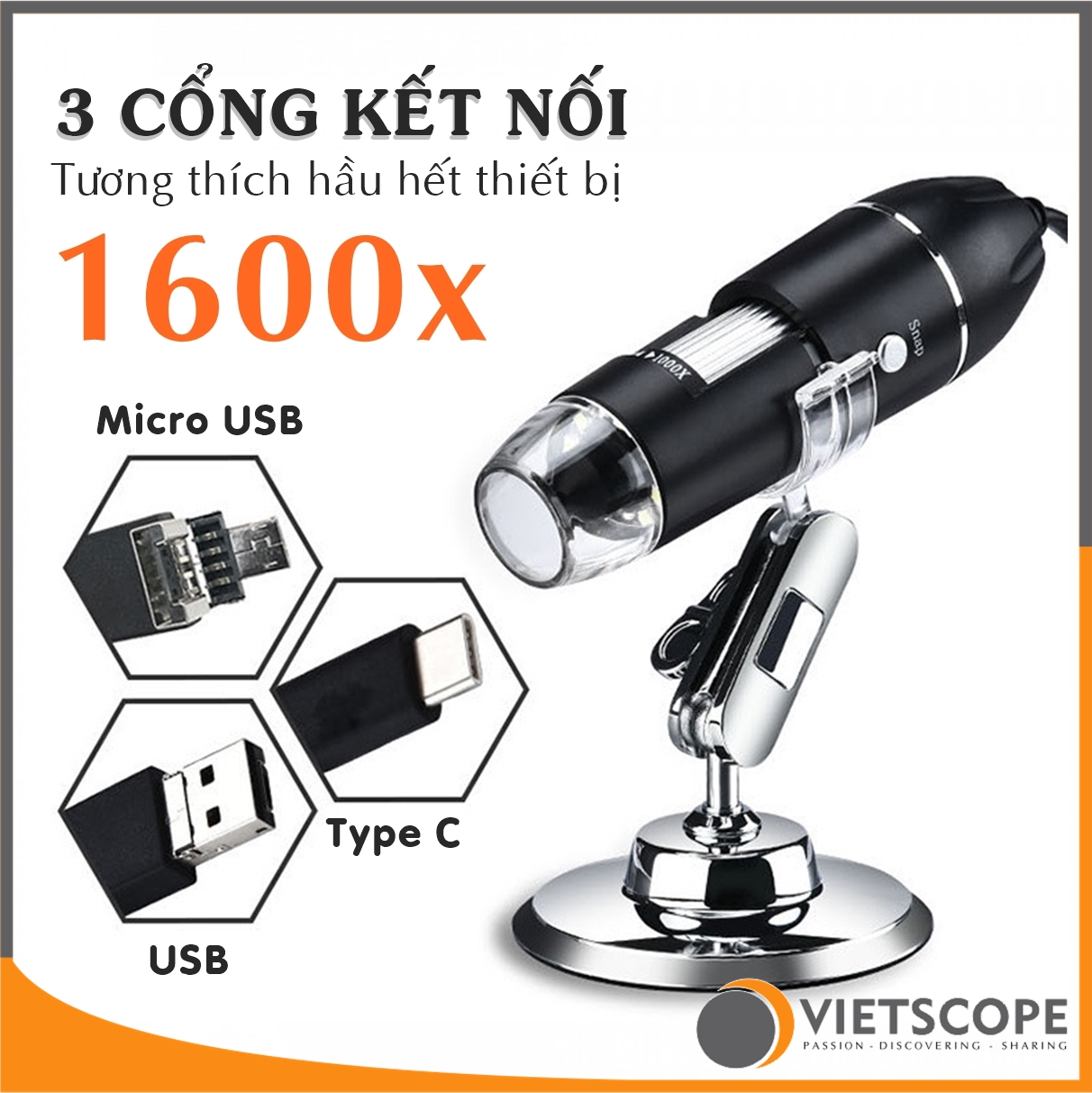 [HCM]Kính hiển vi điện tử xem trên điện thoại máy tính 3 in 1 phóng đại cao - Digital Microscopes
