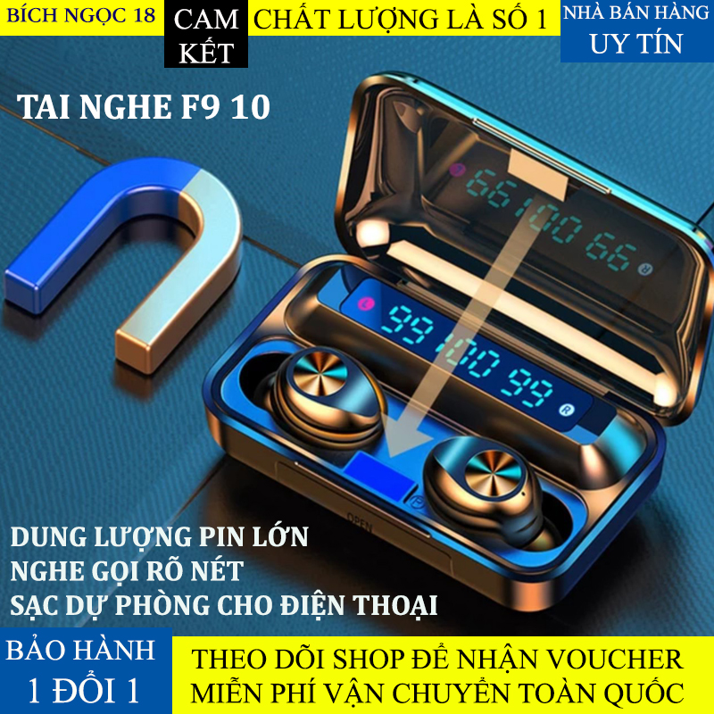 Tai Nghe Bluetooth F9 10 Tai nghe không dây F9 Phiên Bản thứ 10 pin 3500 mAh Kiêm Pin Sạc Dự Phòng Điện Thoại - Tai Nghe Bluetooth Mini - Tai Nghe Bluetooth Không Dây dùng chọi mọi điện thoại