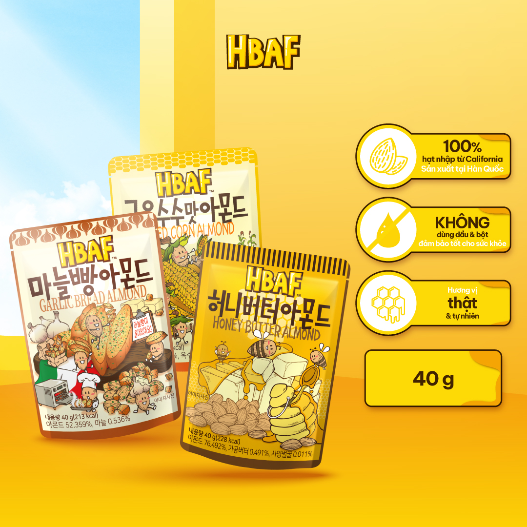 Hạt hạnh nhân tẩm vị hbaf hàn quốc các vị