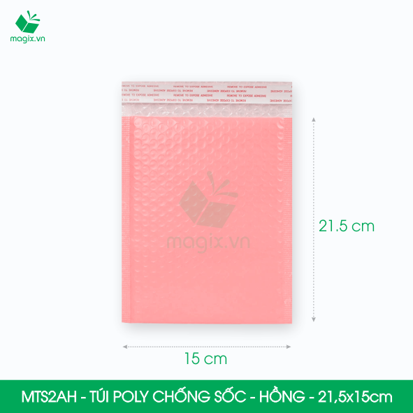 MTS2AH - 21.5x15cm - COMBO 25 TÚI GÓI HÀNG CHỐNG SỐC BỌC BÓNG KHÍ MÀU HỒNG PASTEL