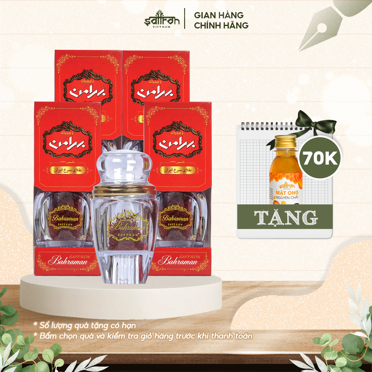 Nhụy Hoa Nghệ Tây Bahraman Super Negin 4 hộp 1 gram/hộp SAFFRON VIỆT NAM