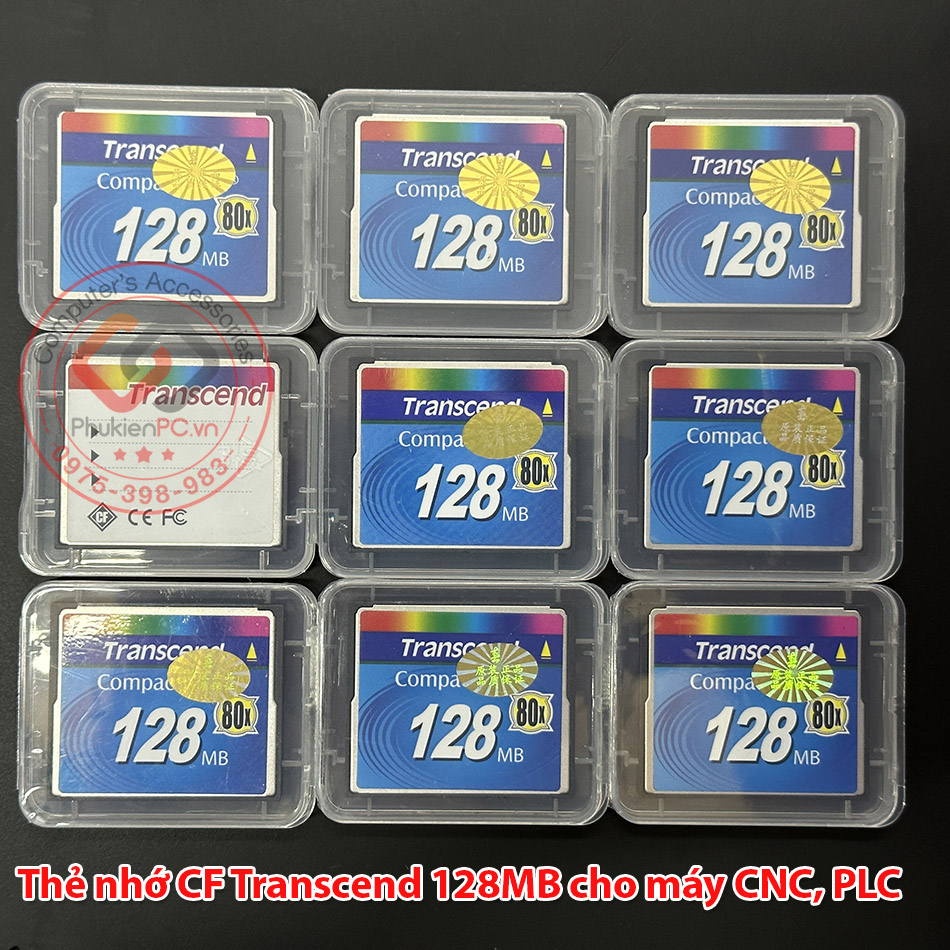 CF 128MB 80x memory card. Transcend Compact Flash card is for CNC