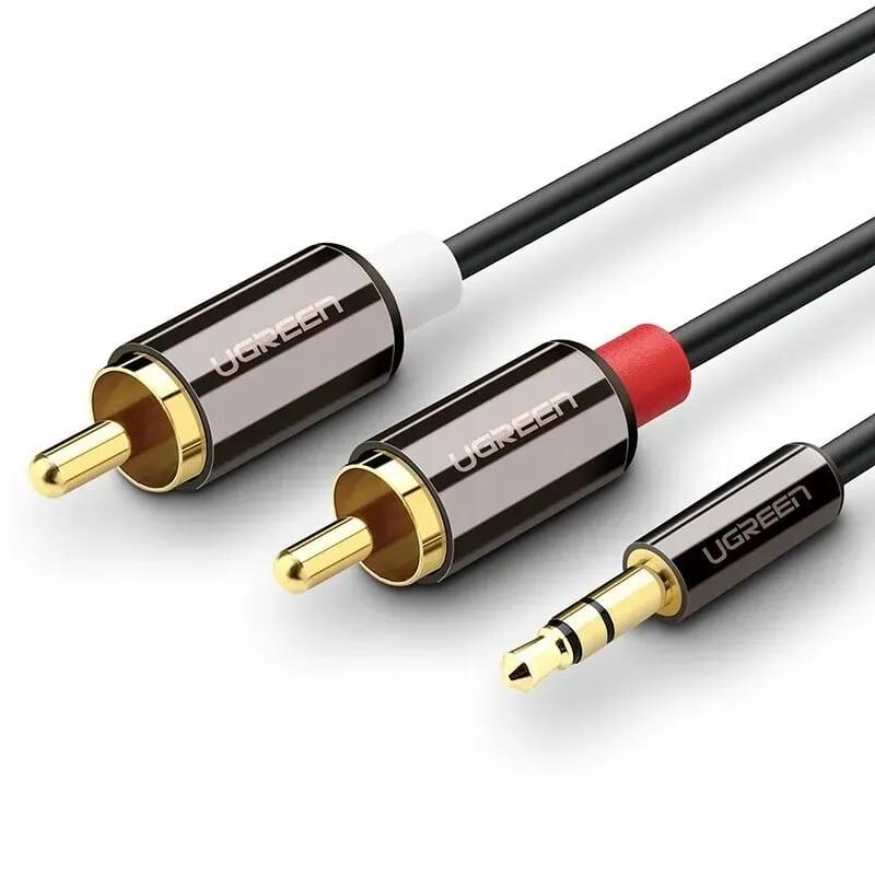 Ugreen 10749 1m màu đen cáp âm thanh 2 đầu bông sen sang 3.5mm dương mạ vàng av116