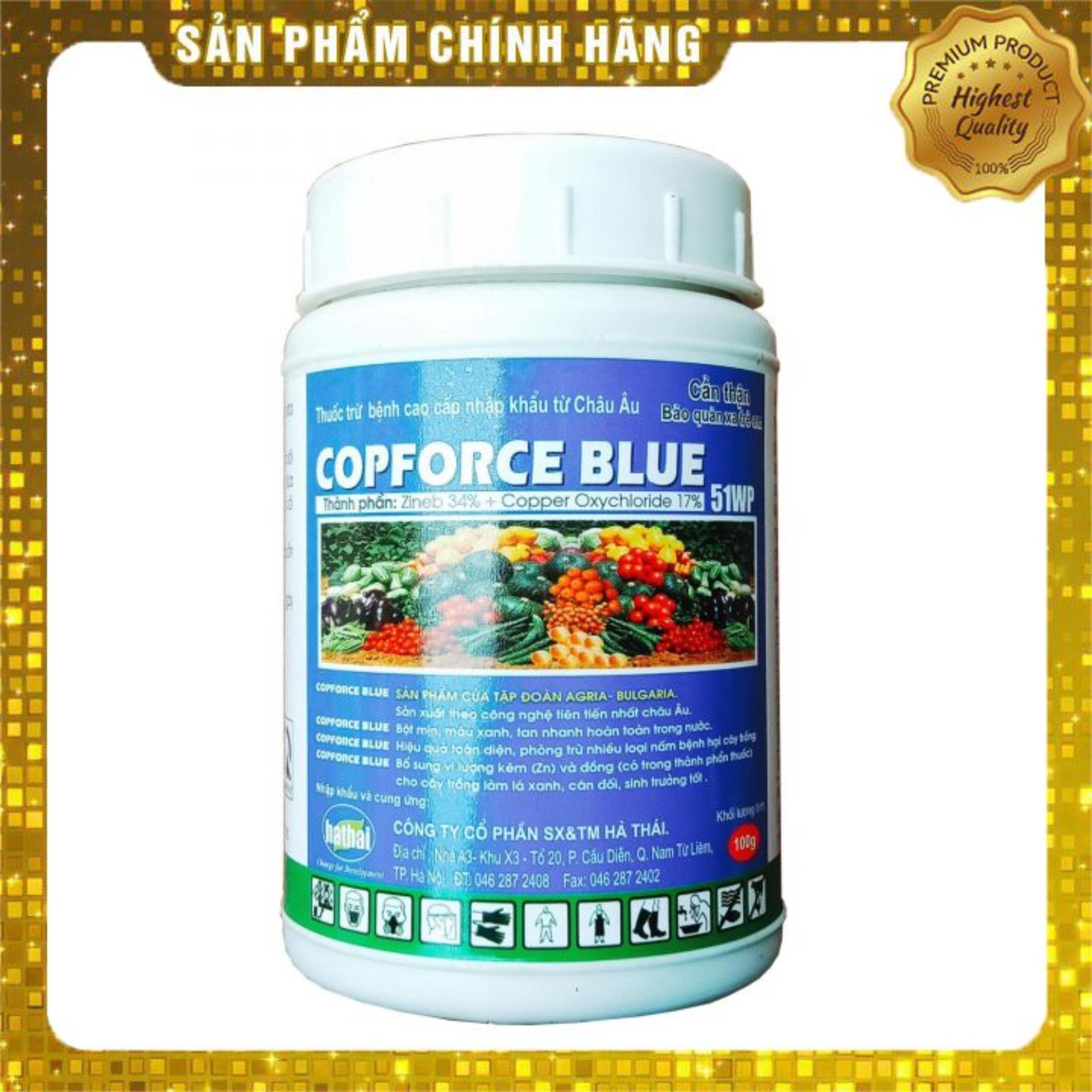 Trừ bệnh cho cây trồng COPFORCE BLUE 51WP 100g vàng lá, rỉ sắt, sương mai, mốc sương