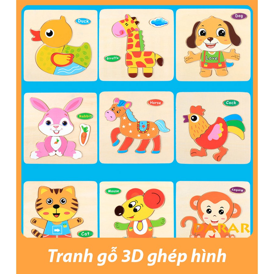 Combo 10 tranh ghép hình nổi cho bé