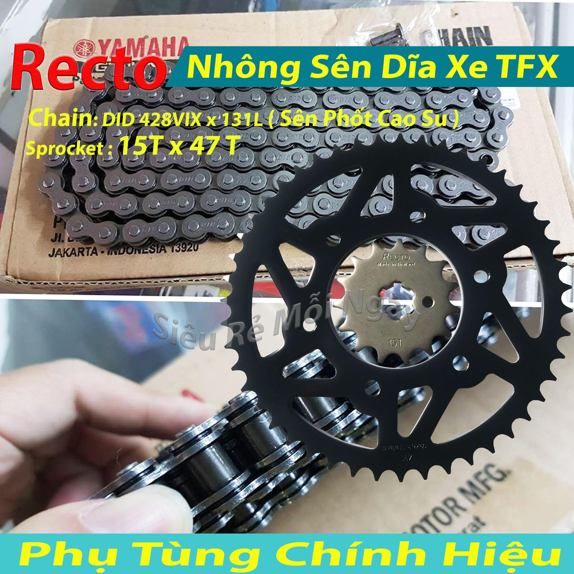 Nhông Sên Dĩa 15T x 47T Recto xe Yamaha TFX, Ex150, Fz M-SLAZ Suzuki Fx Sên TFX Phốt Cao Su