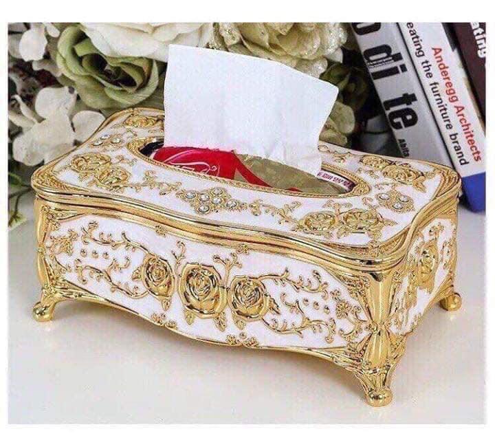 Hộp Đựng Khăn Giấy Hoa Văn Cổ Điển Mạ Vàng [99a109]