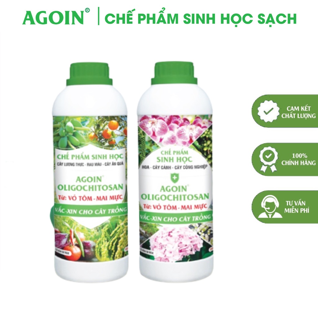 Chế phẩm sinh học oligo chitosan vắc-xin cho cây công nghiệp - hoa - cây cảnh kích thích và làm sức đề kháng cho cây trồng