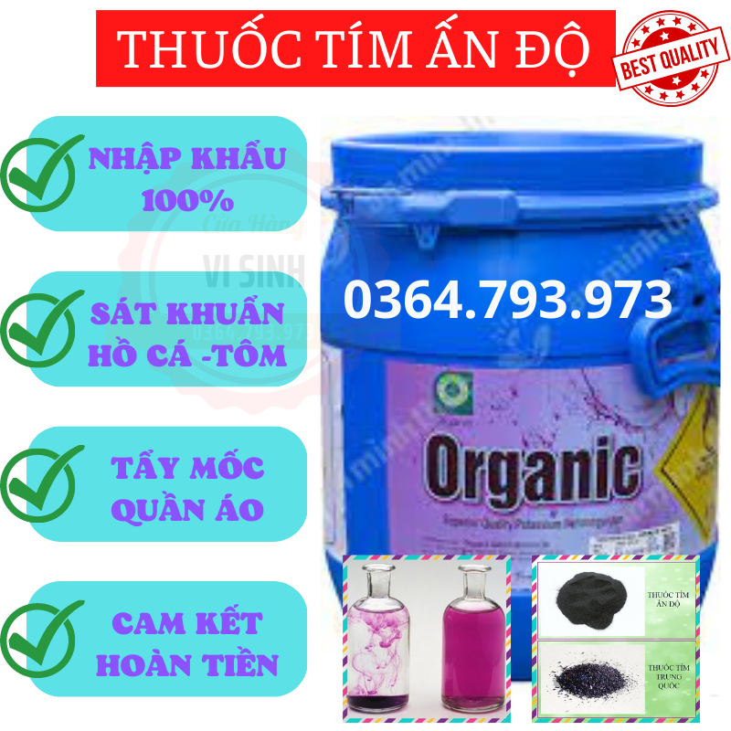 Tím kmno4-ấn độ - khử khuẩn bể cá, tắm cá mới, xử lý nước, sát trùng , làm sạch các vết ố- thuốc tím kmno4, tím ấn độ,sát khuẩn ao cá, khử trùng chuồng trại