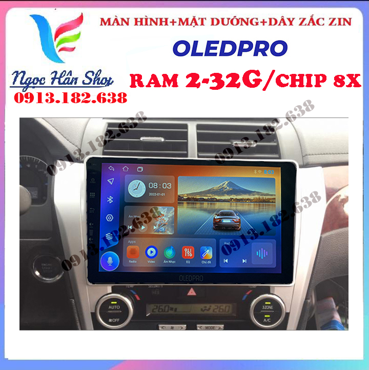 Màn hình OLEDPRO kết nối wifi android 10. cho xe TOYOTA CAMRY 2013, cài đặt điều khiển ngay trên vô lăng, trọn bộ màn hình, mặt dưỡng, dây zăc zin theo xe - phụ kiện cho xe ô tô, camera lùi cho ô tô