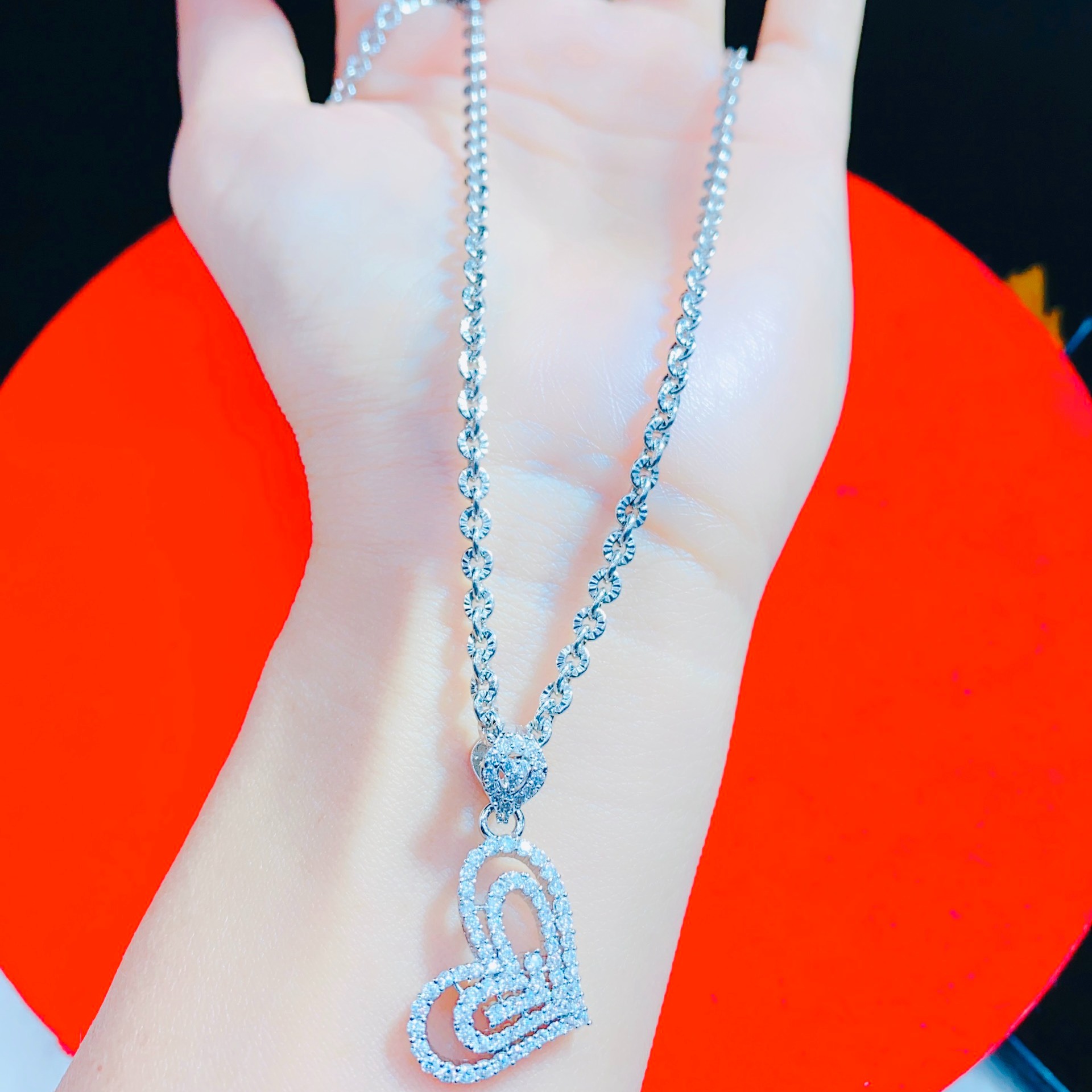 Dây chuyền mặt trái tim đính đá - d3042 juri shop - không đen không dị ứng