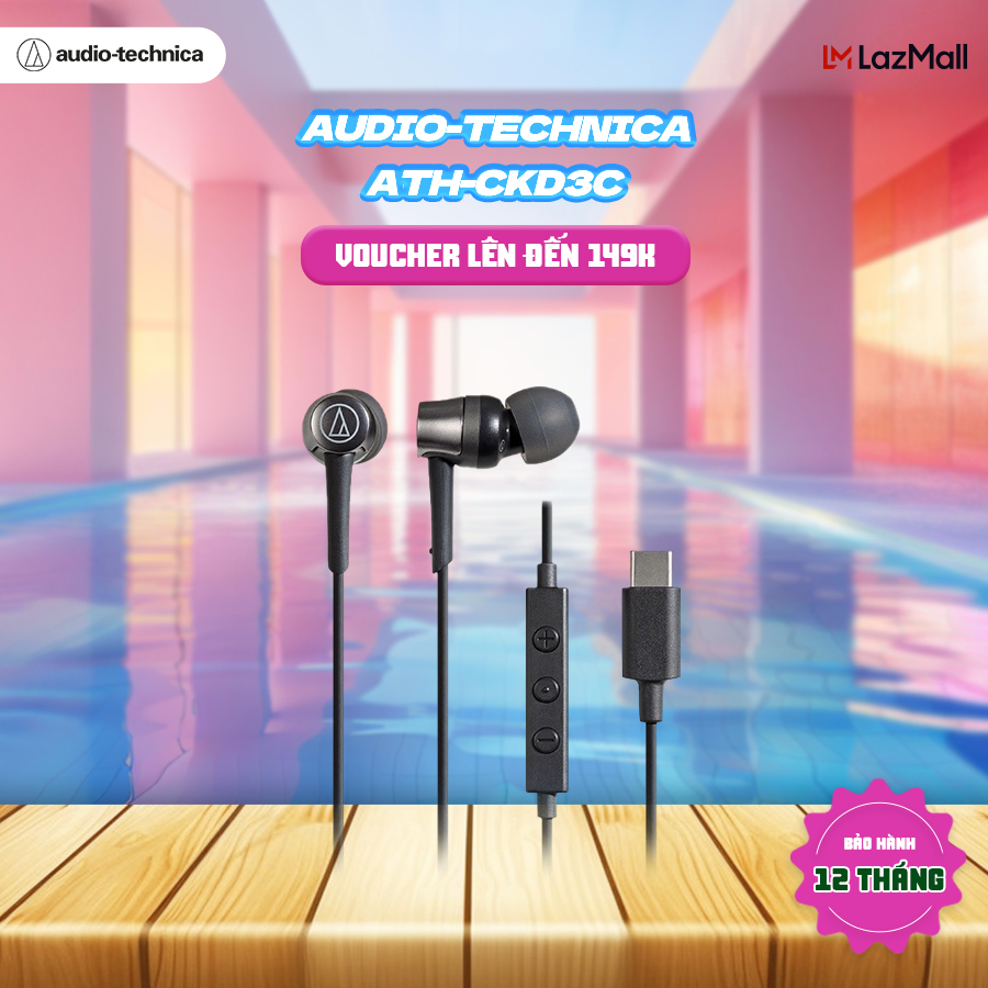 Tai nghe nhét tai có dây audio technica ath-ckd3c cổng cắm usb-c – hàng chính hãng