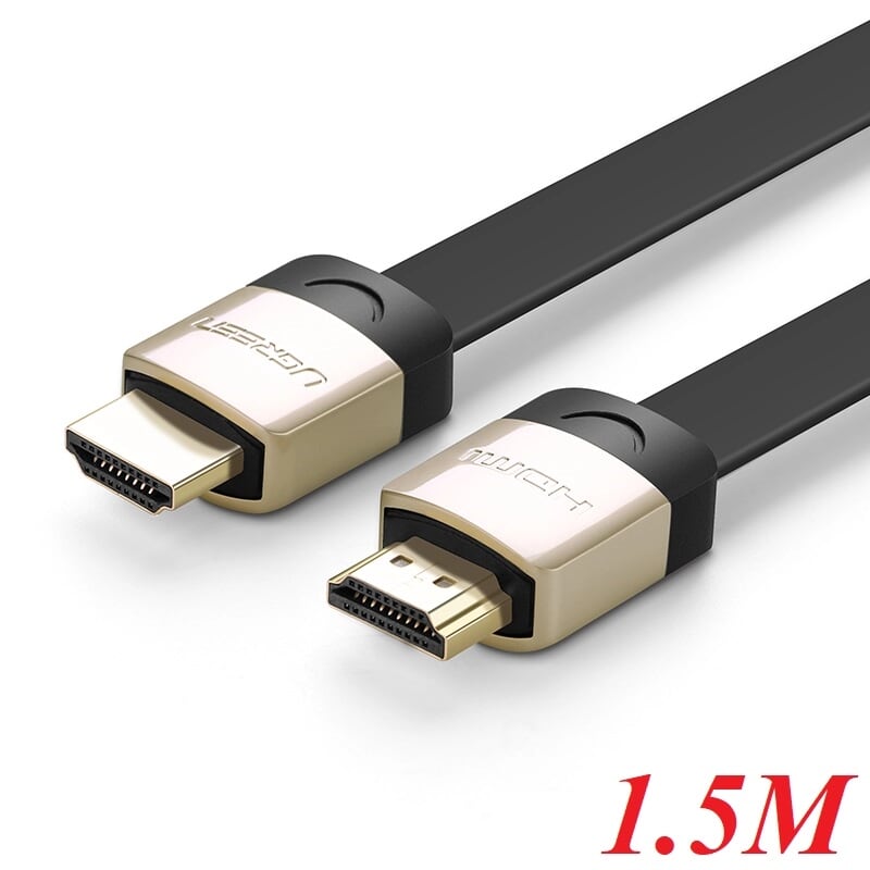 Ugreen 10260 1.5m màu đen cáp tín hiệu hdmi chuẩn 2.0 cáp dẹt đầu bọc hợp kim hd123