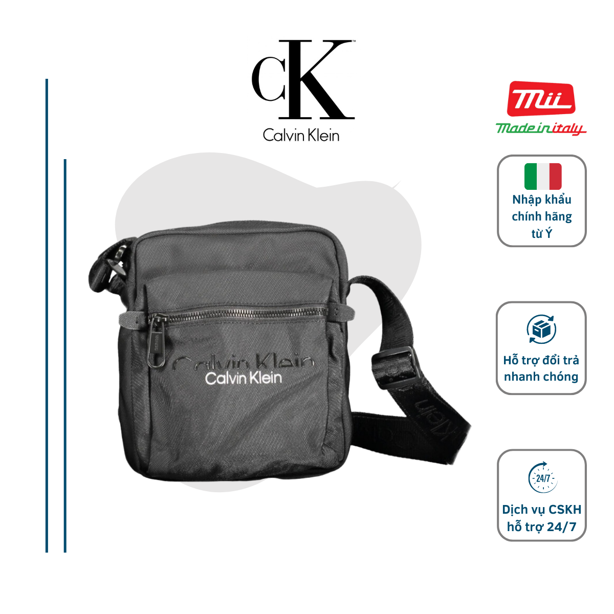 Túi đeo vai calvin klein cao cấp – túi đeo chéo hàng hiệu nhập khẩu chính hãng từ italy – k50k508709_nero_bax