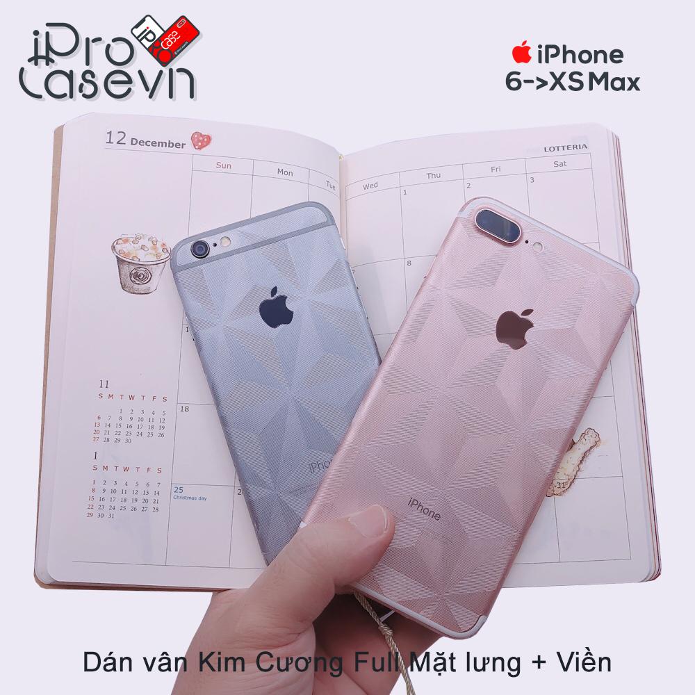 Miếng dán kim cương full mặt lưng và viền iphone 6 - xs max