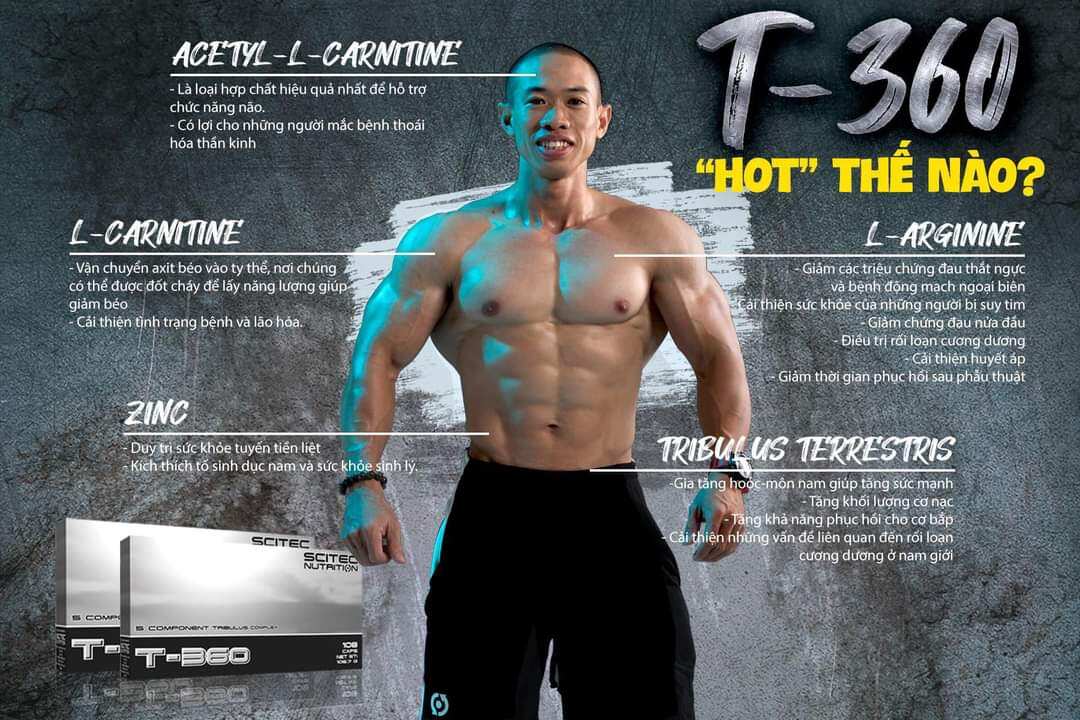 Scitec T360 Tăng Testosterone Tăng Cơ Bắp Tăng Sức Mạnh 108 Viên
