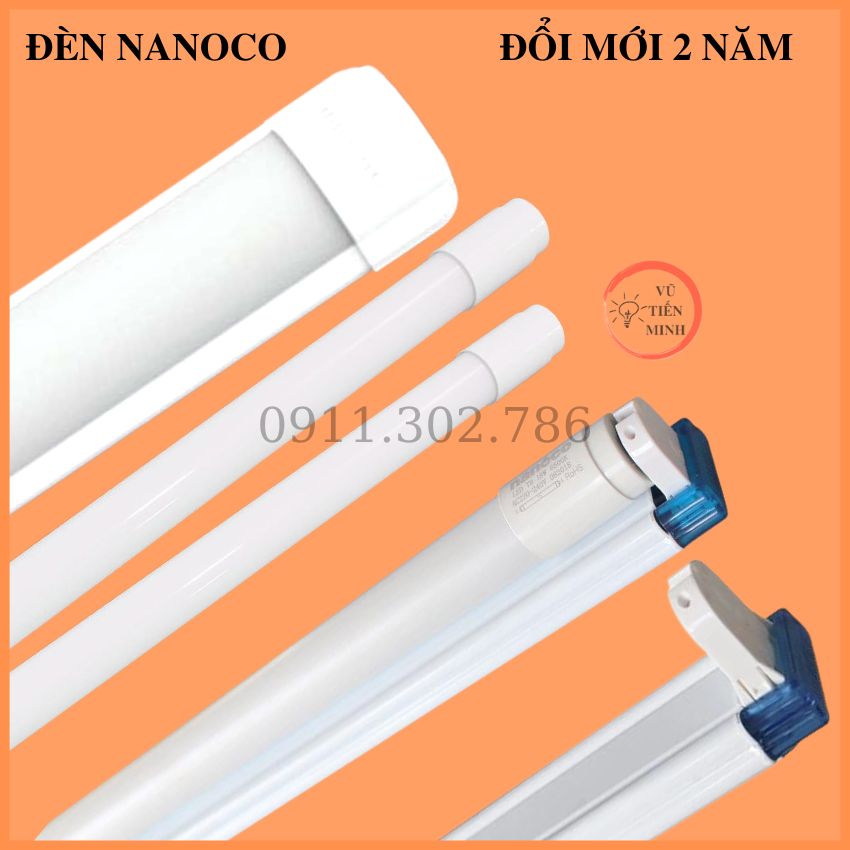 Combo 5 Đèn led tuýp (típ) 0.6m, 1.2m, đèn bán nguyệt 0.6m, 1.2m, bộ bóng + máng Nanaco 18w, 20w, 36w bảo hành đổi mới 2 năm