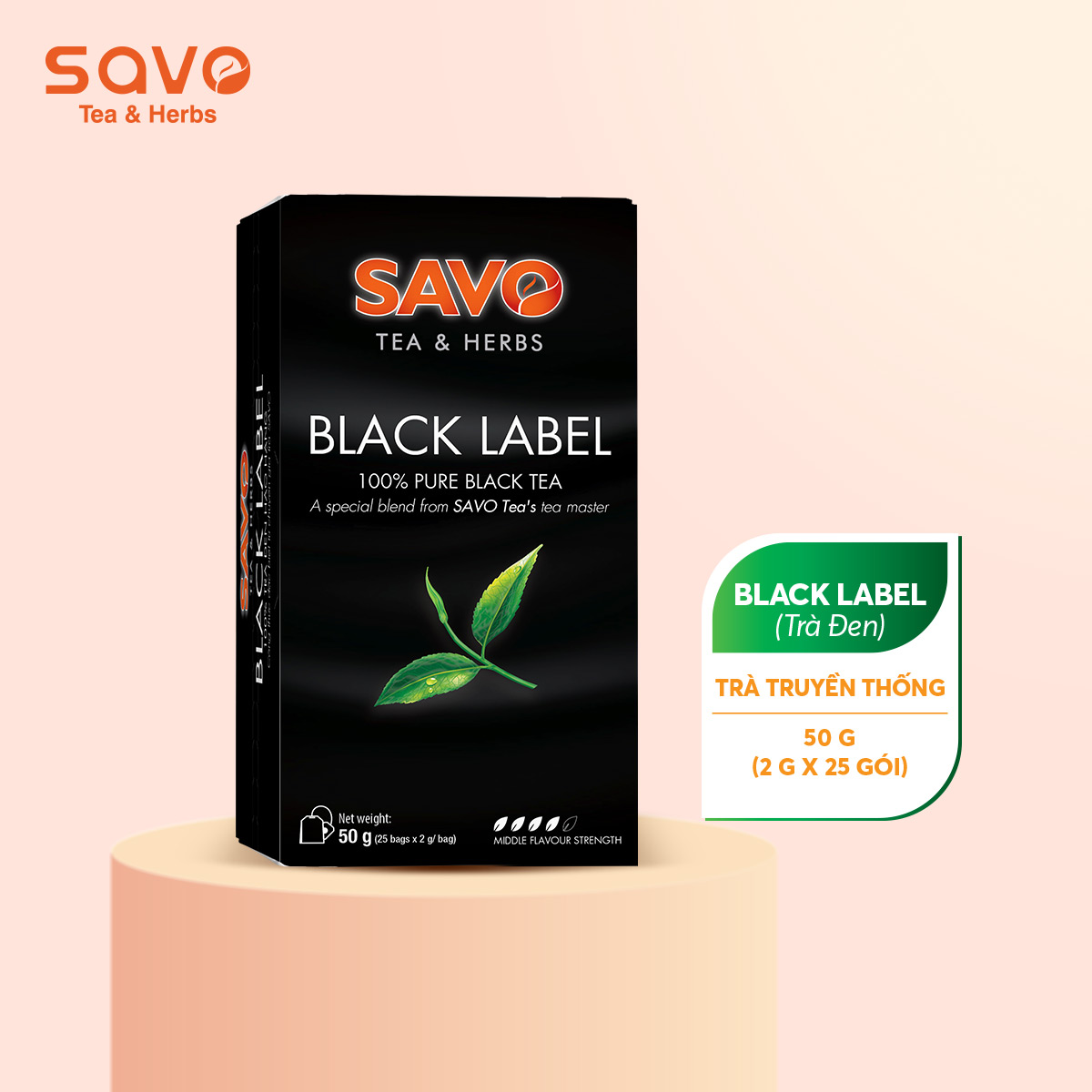 [HCM]Trà SAVO Black Label (Black Label Tea) - Hộp 25 Gói x 2g