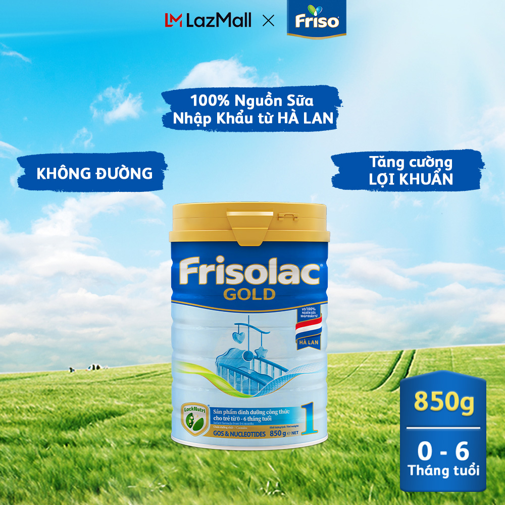 Sữa bột Frisolac Gold 1 lon thiếc 850G cho trẻ 0-6 tháng tuổi