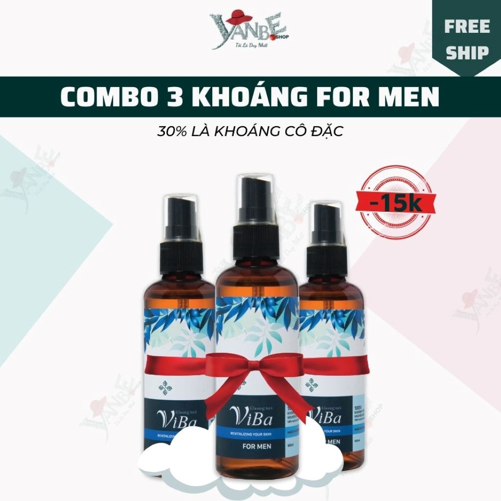 Xịt khoáng cấp ẩm for men ViBa giúp da dưỡng ẩm se nhỏ lỗ chân lông kiềm dầu 100ml _ Yanbe_shop