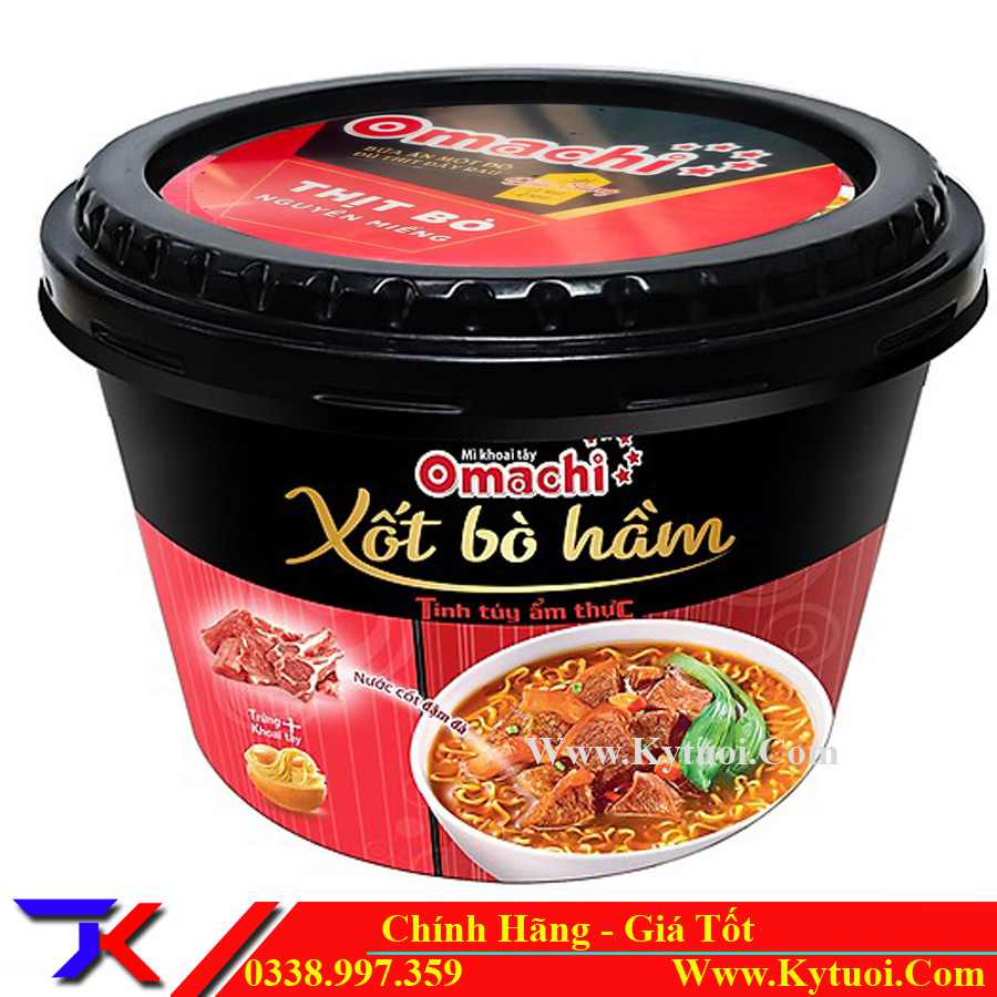 Mì hộp Omachi xốt bò hầm (thịt bò nguyên miếng)