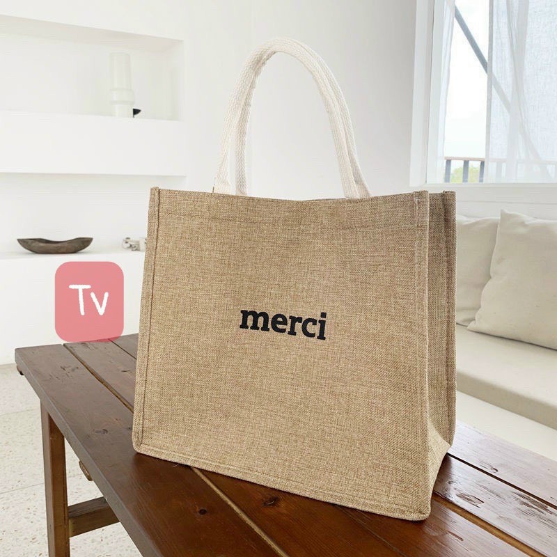 Túi cói đi biển ❤️❤️ túi cói merci siêu hot đi biển, đi chơi, đi du lịch sbp181