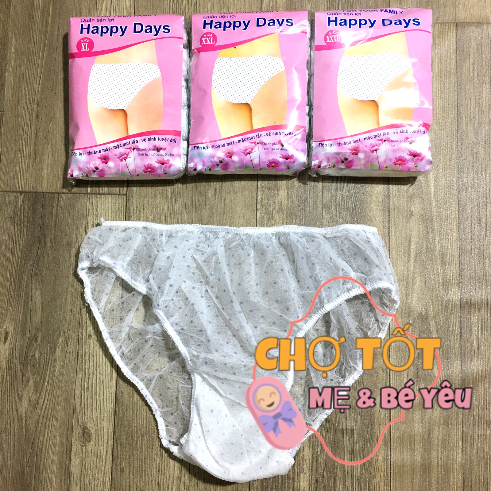 Túi 5 chiếc quần lót giấy tiện lợi cho mẹ sau sinh sinh viên học quân sựđi du lịch quần lót chấm bi happyday