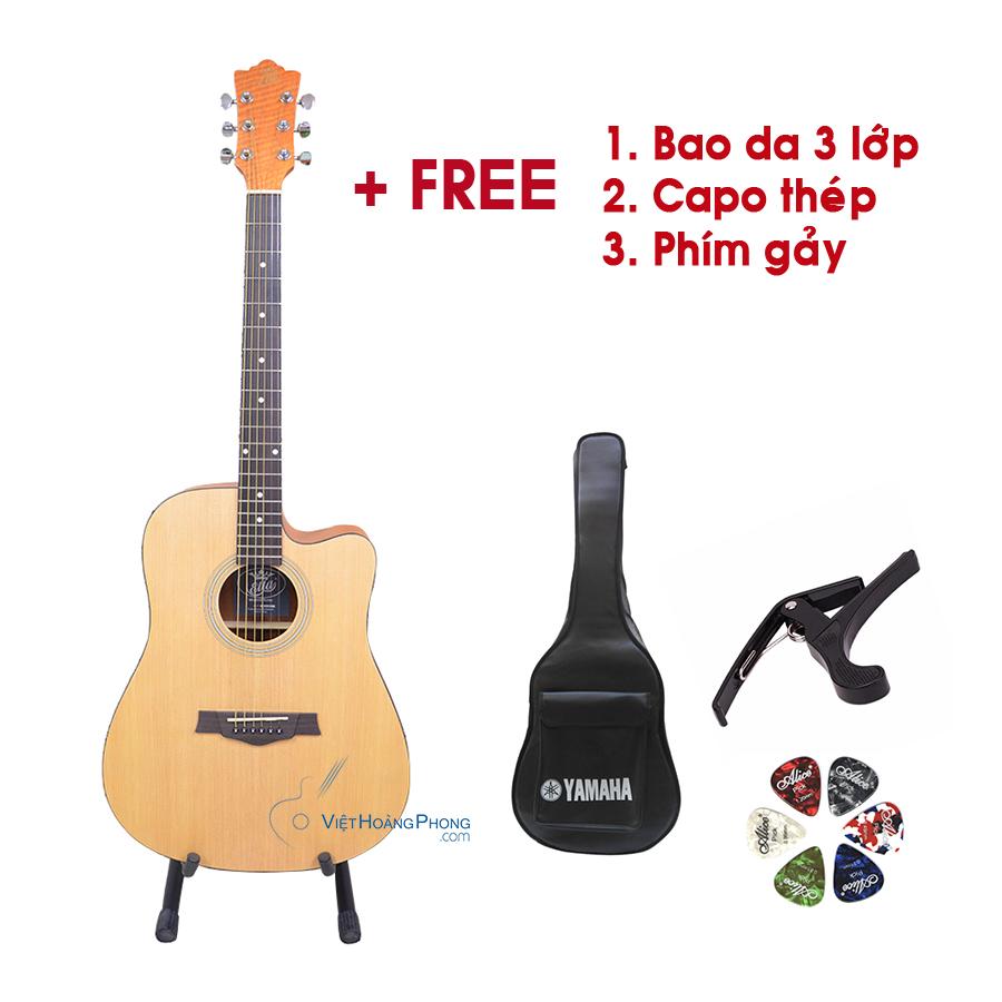 Đàn Guitar Acoustic VHP190 Gỗ Mahogany nguyên tấm (Có ty chỉnh cần) - Tặng Bao da + Capo + Phím gảy - Việt Hoàng Phong
