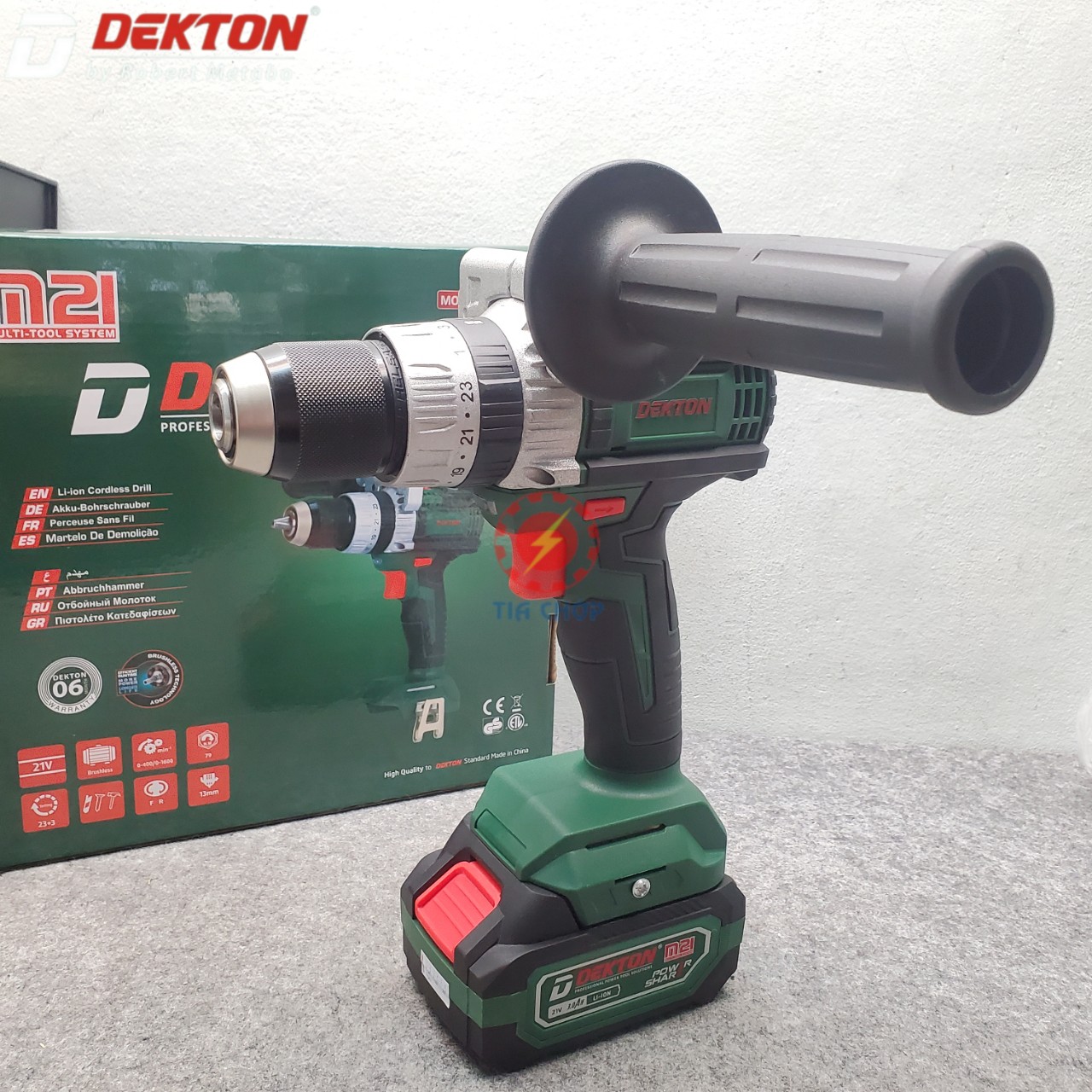 Máy khoan 3 chức năng 13mm dùng pin 21v dekton dk-id2140mkt