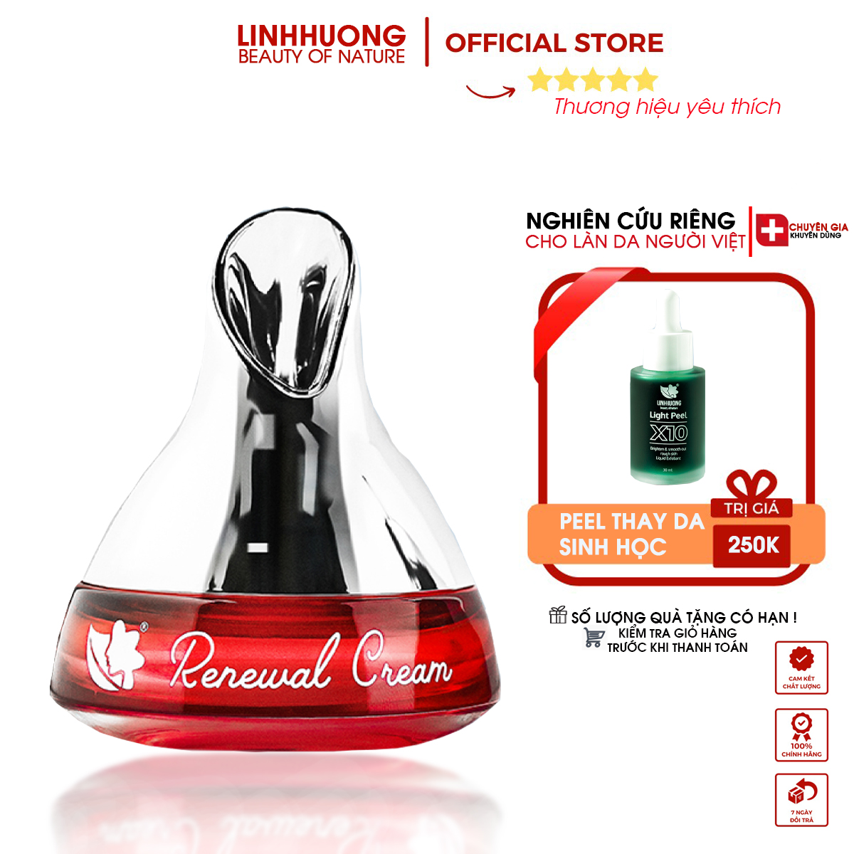 Linh Hương Renewal Cream moisturizing Kem đêm dưỡng trắng tái tạo da ban đêm phục hồi da nám se khít kiểm soát lỗ chân lông làm trắng và ngăn ngừa lão hóa dành cho mọi loại da 30g