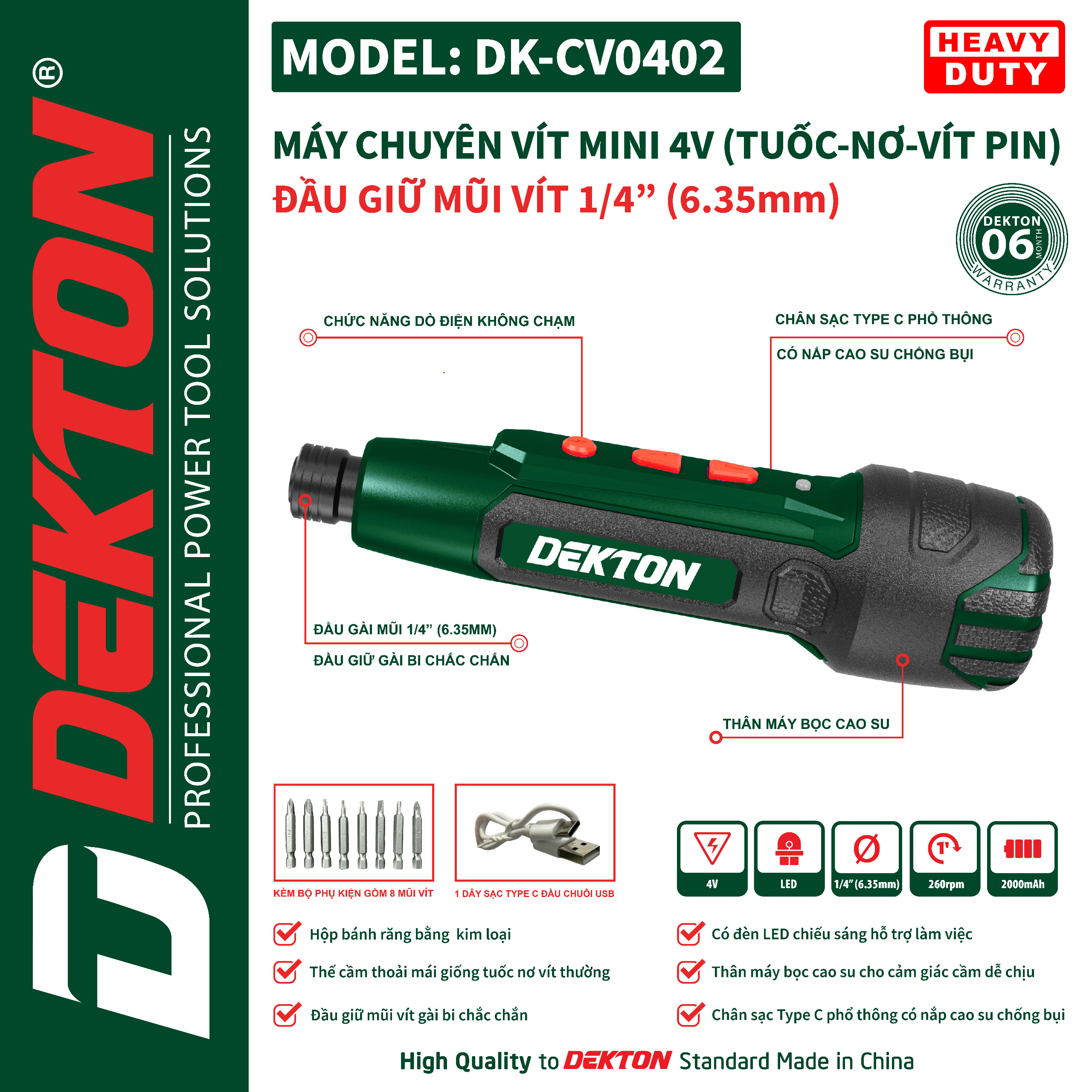 Máy vặn vít pin 4v dekton dk-cv0402