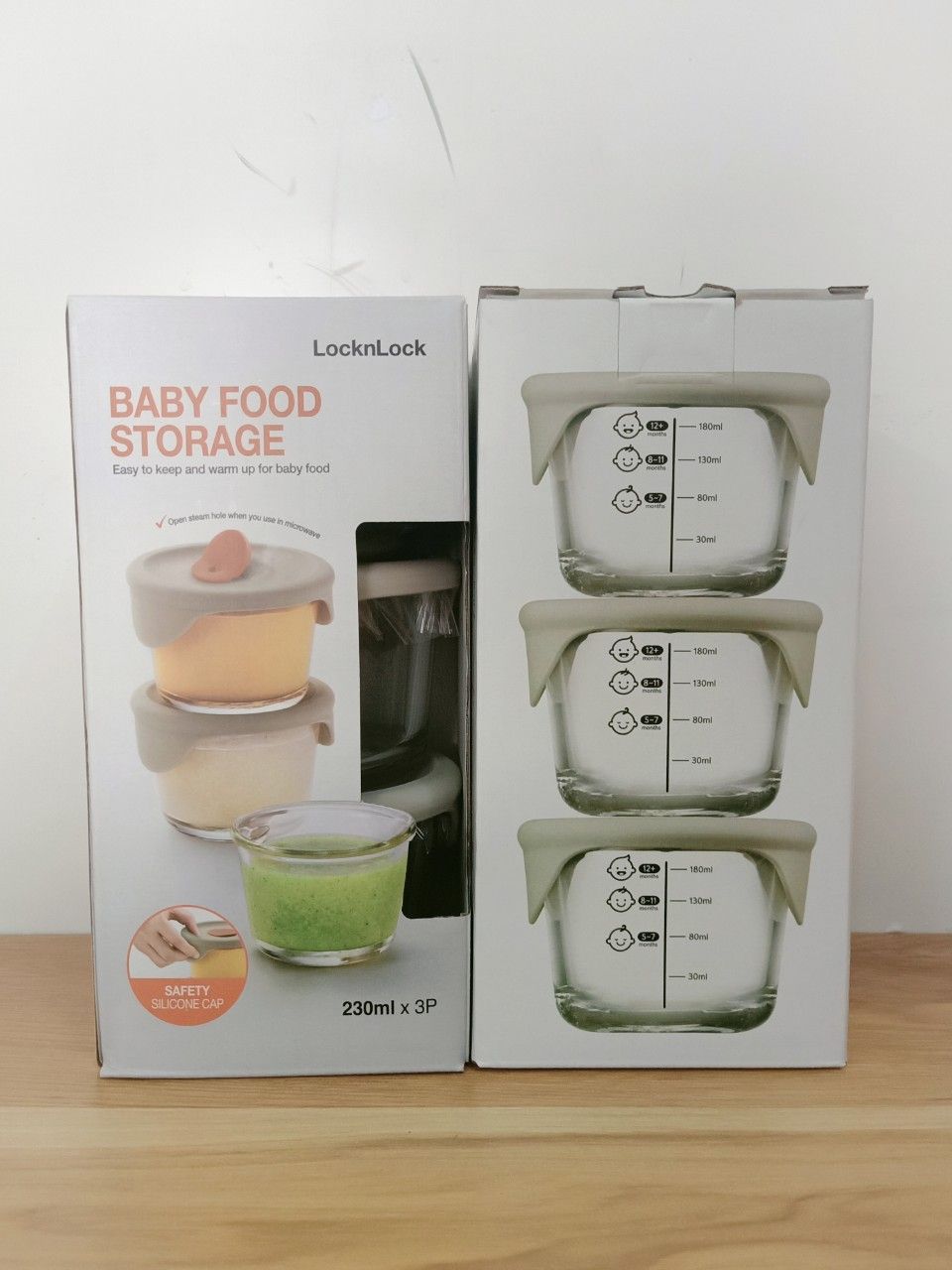 Hộp đựng thức ăn cho bé lock&lock có vạch chia 3 hộp x 230ml llg508s3