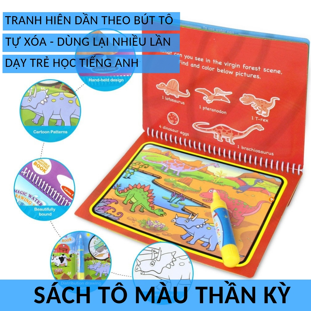 Đồ chơi tập tô màu cho bé Vở tự xóa dùng nhiều lần và học song ngữ Anh-Trung mã 50067