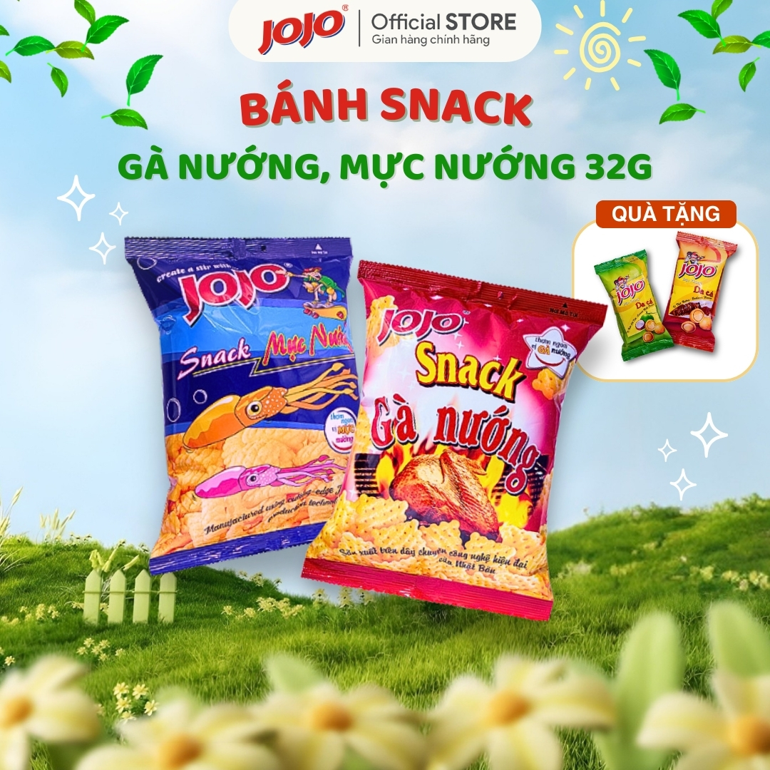 Combo Snack JOJO Vị Gà Nướng và Mực Nướng Loại 32G và 70G  Tặng kèm đậu 30G  