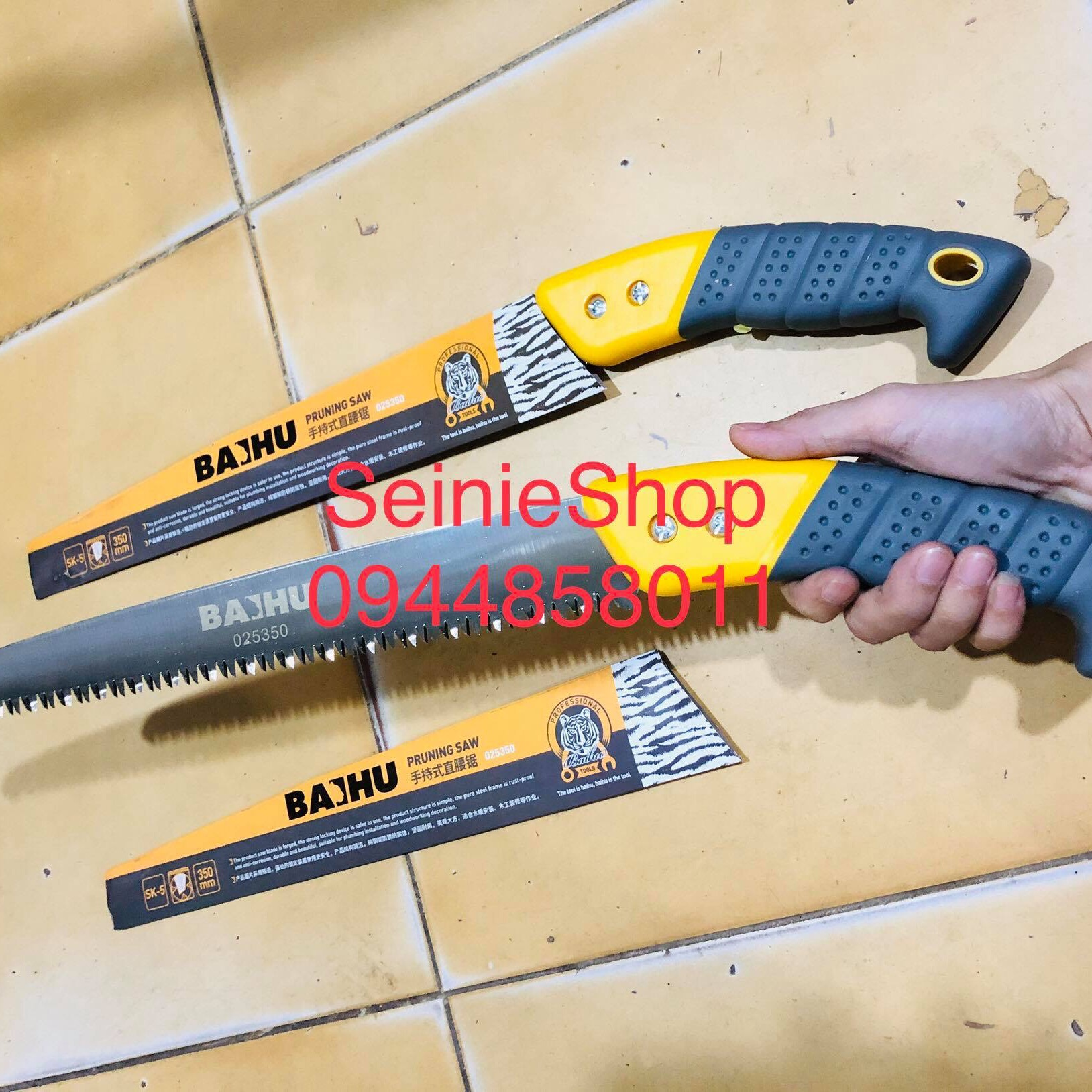 Cưa gỗ cầm tay 350mm Bajhu cán nhựa cao cấp