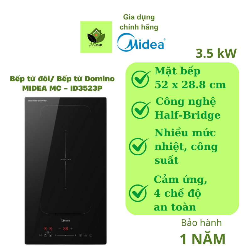 Bếp từ đôi/ Bếp từ Domino MIDEA MC - ID3523P